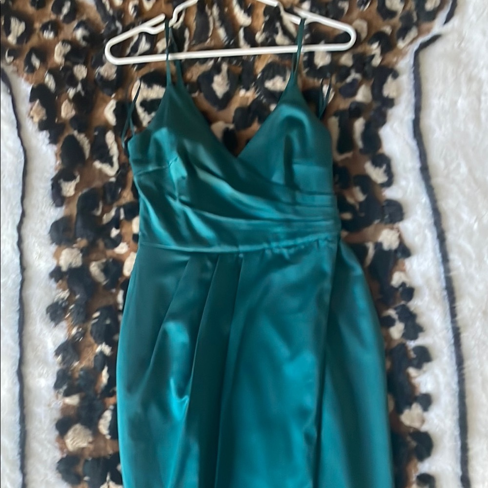 Elegant Teal Satin Dress